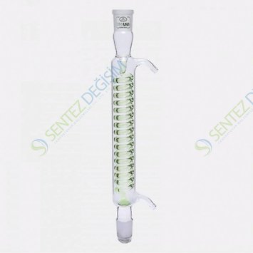 ISOLAB 033.15.253 Soğutucu - Spiralli - 250 mm - Dişi Şilif : NS 29/32 - Erkek Şilif : NS 29/32 - Cam Yan Kol
