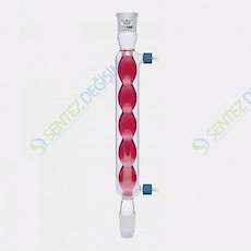 ISOLAB 033.14.252 Soğutucu - Bullu - 250 mm - Dişi Şilif : NS 24/29 - Erkek Şilif : NS 24/29 - P.P Yan Kol