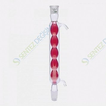 ISOLAB 033.13.400 Soğutucu - Bullu - 400 mm - Dişi Şilif : NS 14/23 - Erkek Şilif : NS 14/23 - Cam Yan Kol