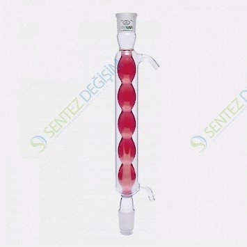 ISOLAB 033.13.250 Soğutucu - Bullu - 250 mm - Dişi Şilif : NS 14/23 - Erkek Şilif : NS 14/23 - Cam Yan Kol