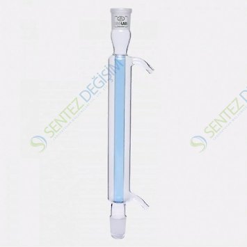 ISOLAB 033.11.400 Soğutucu - Düz - 400 mm - Dişi Şilif : NS 14/23 - Erkek Şilif : NS 14/23 - Cam Yan Kol