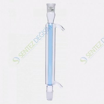 ISOLAB 033.11.252 Soğutucu - Düz - 250 mm - Dişi Şilif : NS 24/29 - Erkek Şilif : NS 24/29 - Cam Yan Kol