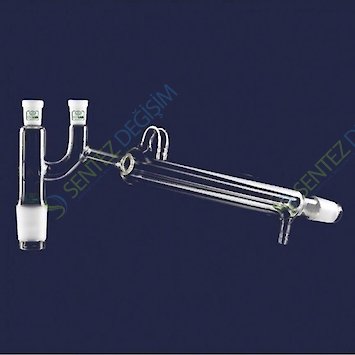 ISOLAB 065.57.004 Destilasyon Bağlantısı Kondenserli ve Claisen Başlıklı Standart Erkek Şilif: NS 29/32 Dişi Şilif: NS 14/23 Kondenser Uzunluğu 400 mm