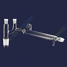 ISOLAB 065.57.001 Destilasyon Bağlantısı Kondenserli ve Claisen Başlıklı Standart Erkek Şilif: NS 14/23 Dişi Şilif: NS 14/23 Kondenser Uzunluğu 160 mm