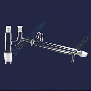 ISOLAB 065.57.001 Destilasyon Bağlantısı Kondenserli ve Claisen Başlıklı Standart Erkek Şilif: NS 14/23 Dişi Şilif: NS 14/23 Kondenser Uzunluğu 160 mm