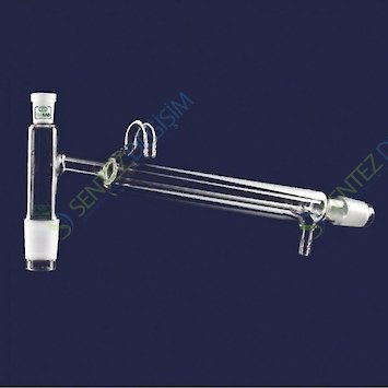 ISOLAB 065.55.003 Destilasyon Bağlantısı - Kondensersiz - Termo. Erkek Şilifler : NS 14/23 - Dişi Şilif : NS 14/23 - Gövde Uzunluğu 250 mm