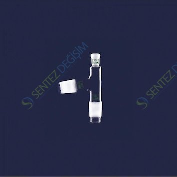 ISOLAB 065.45.002 Adaptör Destilasyon Başlığı Standart Başlık Dişi Şilif NS 14/23 Erkek Şilif NS 19/26 Açılı Erkek Şilif NS 19/26