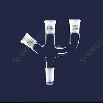 ISOLAB 065.44.003 Adaptör 3 Boyunlu Açılı Ve Paralel Dişi Şilif : NS 24/29 Erkek Şilif : NS 19/26 Açılı Ve Paralel Dişi Şilif : NS 19/26