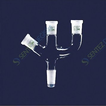 ISOLAB 065.44.002 Adaptör 3 Boyunlu Açılı Ve Paralel Dişi Şilif : NS 19/26 Erkek Şilif : NS 19/26 Açılı Ve Paralel Dişi Şilif : NS 19/26