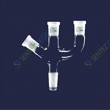 ISOLAB 065.44.001 Adaptör 3 Boyunlu Açılı Ve Paralel Dişi Şilif : NS 14/23 Erkek Şilif : NS 14/23 Açılı Ve Paralel Dişi Şilif : NS 14/23