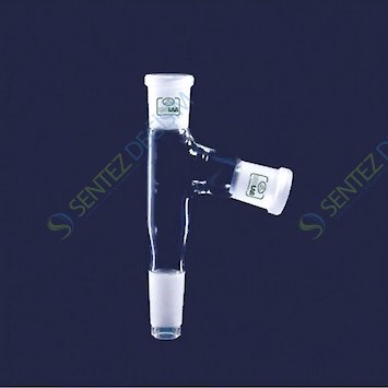 ISOLAB 065.18.001 Adaptör Çoklu 2 Boyunlu Aşağı Açılı Dişi Şilif & Erkek Şilif : NS 14/23 Aşağı Açılı Dişi Şilif : NS 14/23