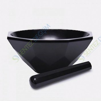 ISOLAB 038.18.150 Havan - Agat - Tokmağı İle - Çap 150 mm - Standart Form - Siyah