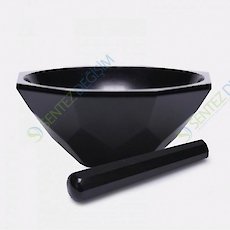 ISOLAB 038.18.125 Havan - Agat - Tokmağı İle - Çap 125 mm - Standart Form - Siyah