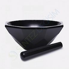 ISOLAB 038.18.065 Havan - Agat - Tokmağı İle - Çap 65 mm - Standart Form - Siyah