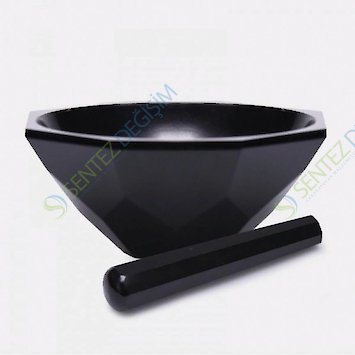 ISOLAB 038.18.065 Havan - Agat - Tokmağı İle - Çap 65 mm - Standart Form - Siyah