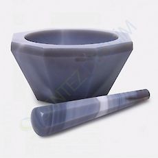 ISOLAB 038.09.120 Havan - Agat - Tokmağı İle - Çap 120 mm - Derin Form