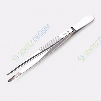 ISOLAB 048.01.145 Pens - Paslanmaz Çelik - Genel Amaçlı - Düz - Yuvarlak Uçlu - 145 mm