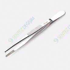 ISOLAB 048.01.115 Pens - Paslanmaz Çelik - Genel Amaçlı - Düz - Yuvarlak Uçlu - 115 mm