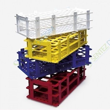 ISOLAB 079.01.006R Tüp Standı - Demonte - P.P - 21 Delik - 30 mm Tüpler İçin - Kırmızı