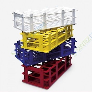 ISOLAB 079.01.006W Tüp Standı - Demonte - P.P - 21 Delik - 30 mm Tüpler İçin - Beyaz