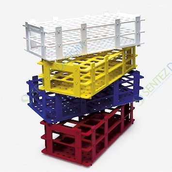 ISOLAB 079.02.003 Tüp Standı - Demonte - P.P - 84 Delik - 13 mm Tüpler İçin - Beyaz