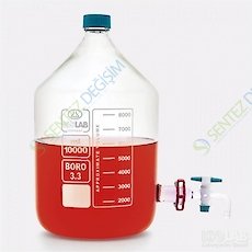 ISOLAB 062.27.920 Bidon - Borosilikat Cam - Şeffaf - Musluklu - 20 Litre