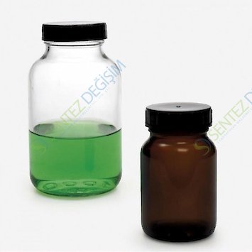 ISOLAB 061.11.500 Şişe - Geniş Boyunlu - Nötr Cam - Amber - 500 ml - GL55 / 1 Adet