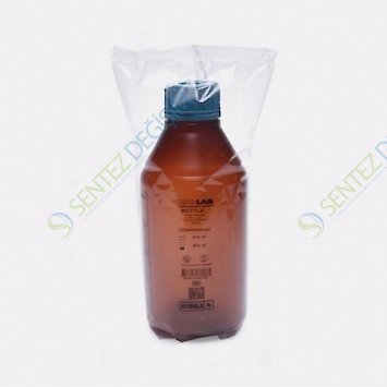 ISOLAB 061.18.902 Polipropilen Şişe - Vida Kapaklı - Orta Boyun - P.P - Amber - Steril - 2000 mL