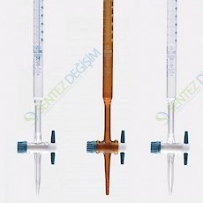 ISOLAB 017.02.010 Büret - Düz - Şeffaf - Ptfe Musluklu - As Kalite - Grup Sertifikalı - Mavi Skala - 10 ml