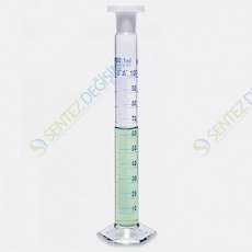 ISOLAB 016.01.100 Mezür - Çalkalama - Hexagonal Cam Tabanlı - A Kalite - Grup Sertifikalı - Mavi Skala - 100 ml