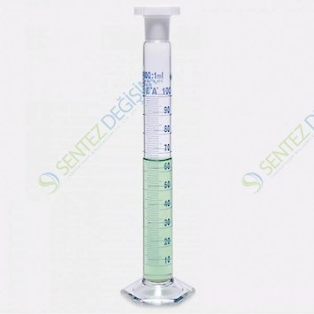 ISOLAB 016.01.100 Mezür - Çalkalama - Hexagonal Cam Tabanlı - A Kalite - Grup Sertifikalı - Mavi Skala - 100 ml