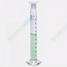 ISOLAB 016.01.025 Mezür - Çalkalama - Hexagonal Cam Tabanlı - A Kalite - Grup Sertifikalı - Mavi Skala - 25 ml