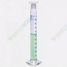 ISOLAB 016.01.010 Mezür - Çalkalama - Hexagonal Cam Tabanlı - A Kalite - Grup Sertifikalı - Mavi Skala - 10 ml