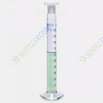 ISOLAB 016.01.010 Mezür - Çalkalama - Hexagonal Cam Tabanlı - A Kalite - Grup Sertifikalı - Mavi Skala - 10 ml