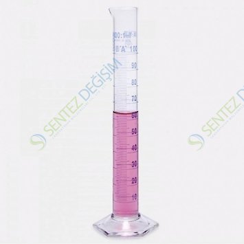 ISOLAB 015.01.902 Mezür - Uzun Form - Hexagonal Cam Tabanlı - A Kalite - Grup Sertifikalı - Mavi Skala - 2000 ml