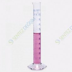 ISOLAB 015.01.100 Mezür Uzun Form Hexagonal Cam Tabanlı A Kalite Grup Sertifikalı Mavi Skala 100 ml 2 adet