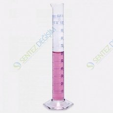 ISOLAB 015.01.010 Mezür Uzun Form Hexagonal Cam Tabanlı A Kalite Grup Sertifikalı Mavi Skala 10 ml 2 adet