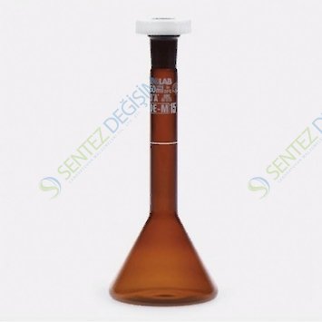 ISOLAB 013.15.050 Balon Joje Trapezoidal Amber A Kalite Grup Sertifikalı Beyaz Skala 50 ml NS 12/21 2 adet