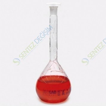 ISOLAB 014.01.500 Balon Joje Yüzey Kaplı Standart Amber A Kalite Grup Sertifikalı Beyaz Skala 500 ml NS 19/26 / 2 Adet