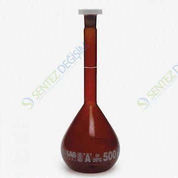 ISOLAB 014.01.901 Balon Joje Standart Amber A Kalite Grup Sertifikalı Beyaz Skala 1000 ml NS 24/29 / 2 Adet