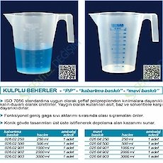 ISOLAB 026.02.902 Kulplu-plastik beher - P.P - Kısa Form - Kabartma Skala - 2000 ml / 120 °C Sıcaklık Dayanımı / 1 Adet