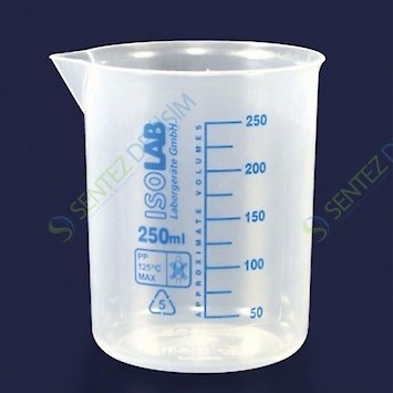 ISOLAB 026.03.100 Plastik Beher - P.P - Kısa Form - Mavi Skala - 100 ml / 1 Adet