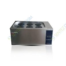 Elektromag M 2536 Altı Göz, Çift Sıra Halkalı Kapak, PID Mikroprosessör Kontrollü Dijital Termostatlı Buhar Banyosu D mikroprosessör kontrollü dijital termostat