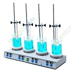 VELP AM4 Digital PRO Çoklu Isıtıcılı Manyetik Karıştırıcı-Prob, Destek Çubuğu ve Kelepçe Isıtma Plaka Çapı 135 mm x4 / 50 ila 1500 rpm / Sıcaklık limiti 50 ile 370 °C